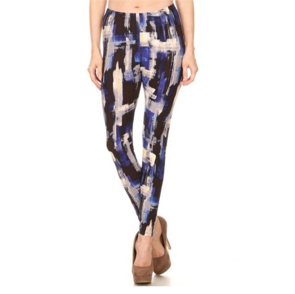Abstract Blue Leggings - Picture 2 of 3